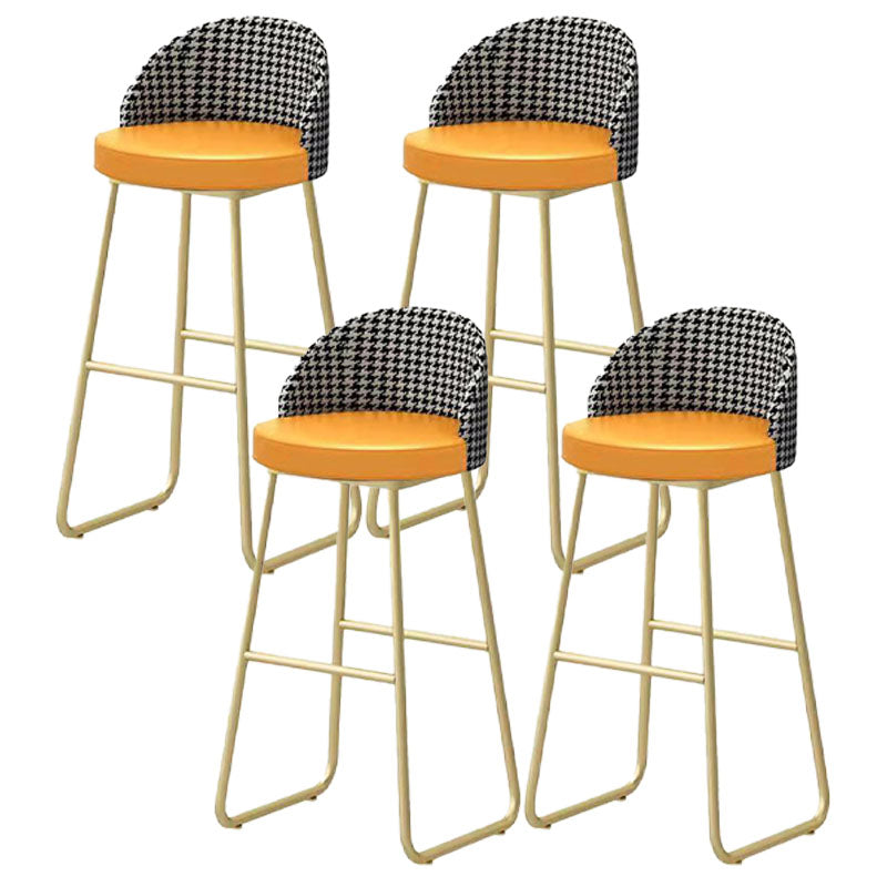 Scandinavian Iron Counter Stools Upholstered Low Back Bar Stools with Round Seat