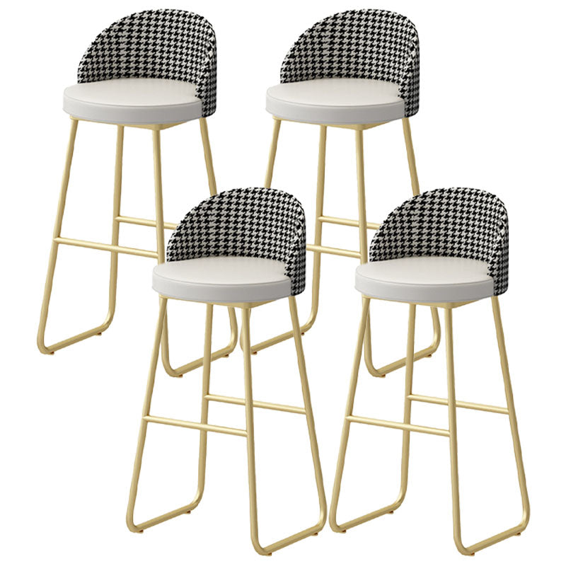 Scandinavian Iron Counter Stools Upholstered Low Back Bar Stools with Round Seat