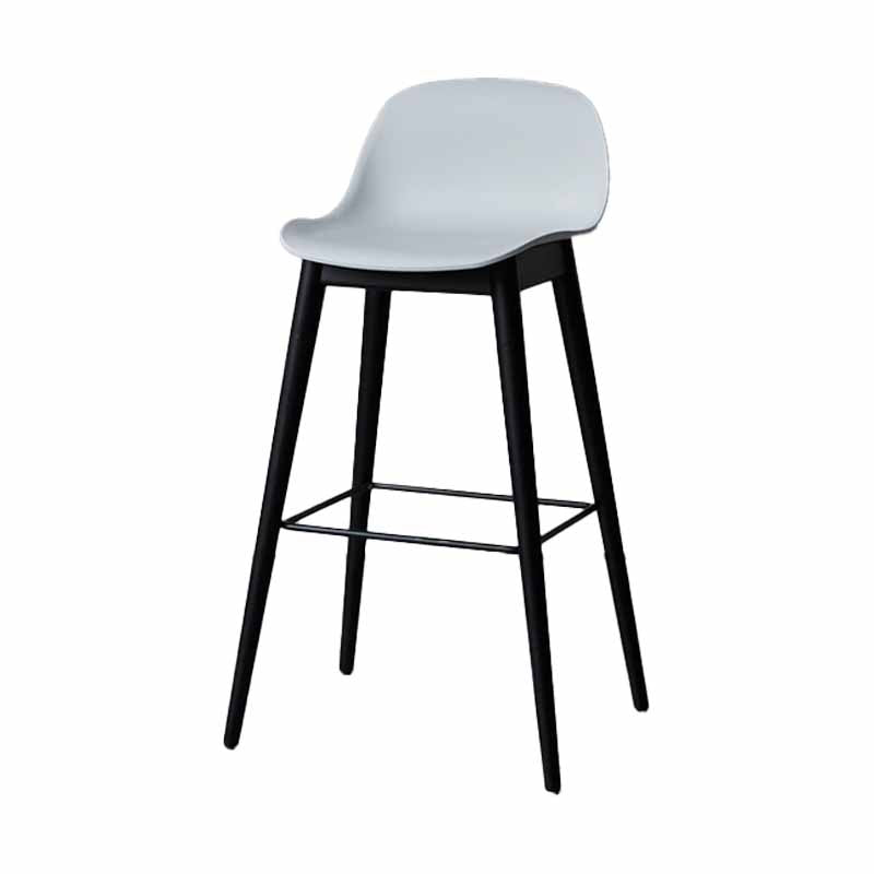 Taburetes de madera escandinavos para mostrador, taburetes de bar de plástico con respaldo bajo y reposapiés