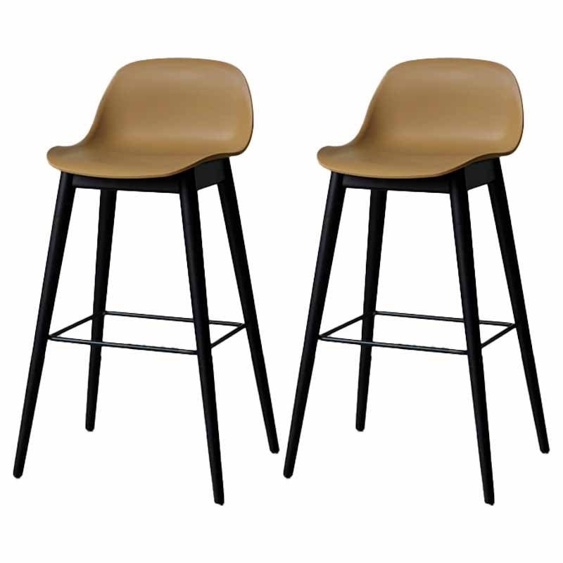 Taburetes de madera escandinavos para mostrador, taburetes de bar de plástico con respaldo bajo y reposapiés
