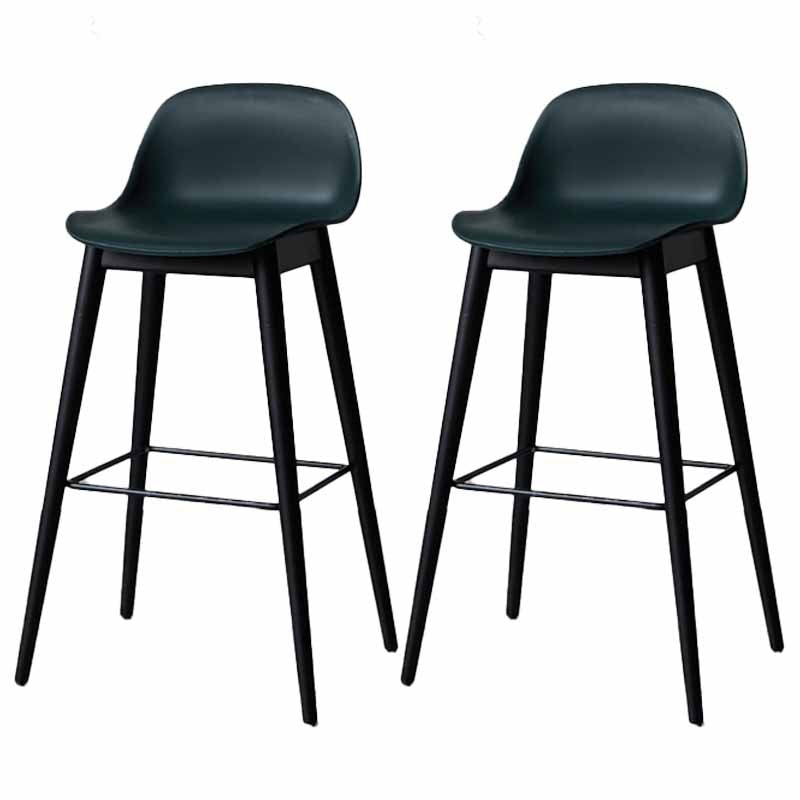Taburetes de madera escandinavos para mostrador, taburetes de bar de plástico con respaldo bajo y reposapiés
