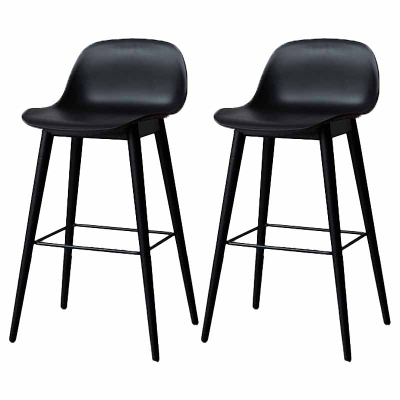 Taburetes de madera escandinavos para mostrador, taburetes de bar de plástico con respaldo bajo y reposapiés