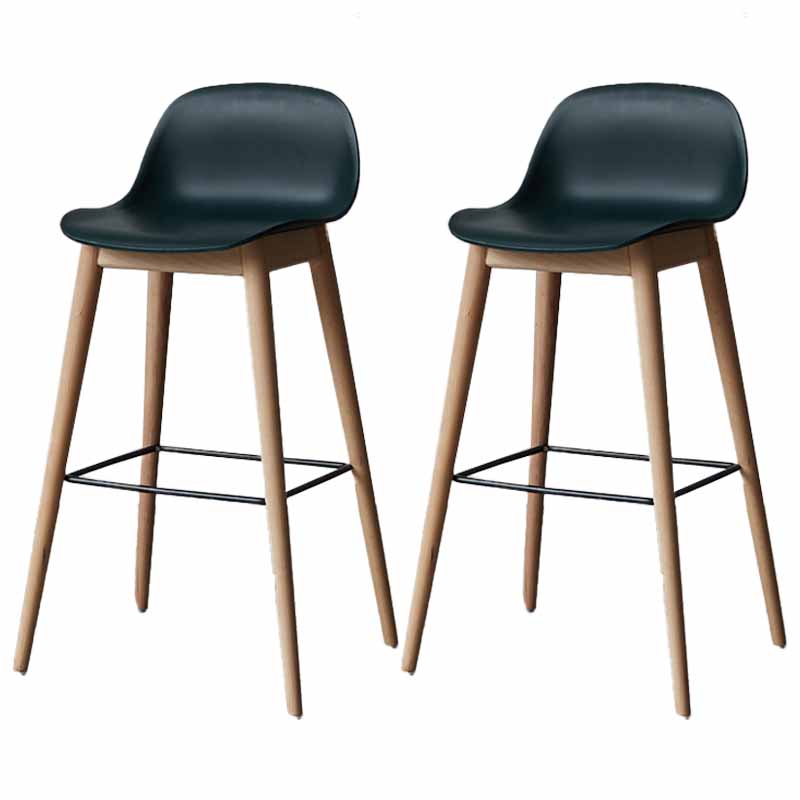 Taburetes de madera escandinavos para mostrador, taburetes de bar de plástico con respaldo bajo y reposapiés