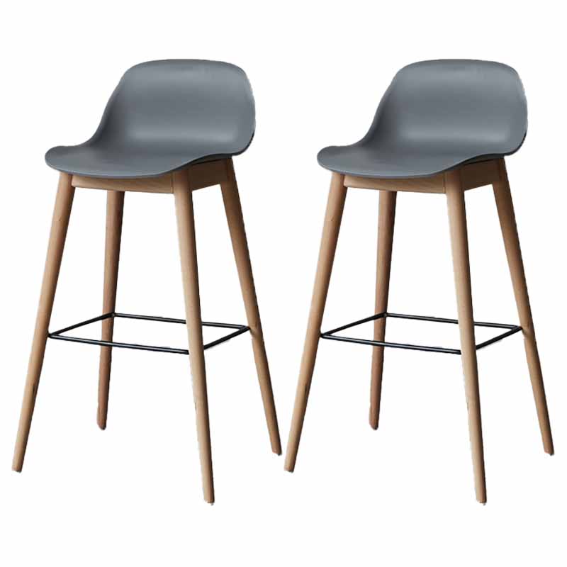 Taburetes de madera escandinavos para mostrador, taburetes de bar de plástico con respaldo bajo y reposapiés