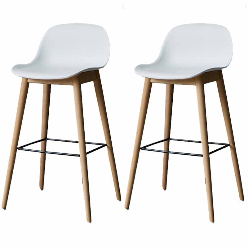 Taburetes de madera escandinavos para mostrador, taburetes de bar de plástico con respaldo bajo y reposapiés