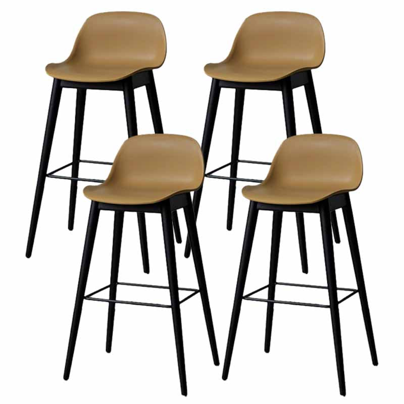 Taburetes de madera escandinavos para mostrador, taburetes de bar de plástico con respaldo bajo y reposapiés