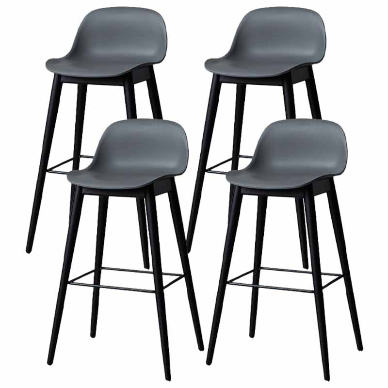 Taburetes de madera escandinavos para mostrador, taburetes de bar de plástico con respaldo bajo y reposapiés