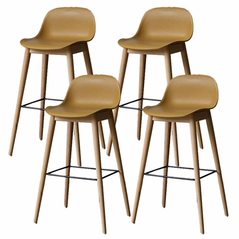 Taburetes de madera escandinavos para mostrador, taburetes de bar de plástico con respaldo bajo y reposapiés