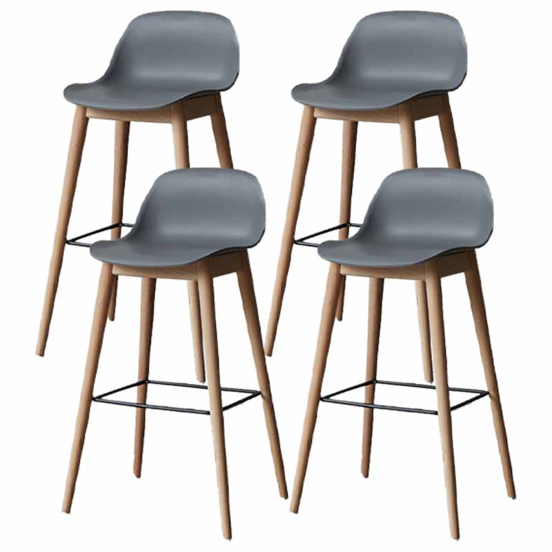 Taburetes de madera escandinavos para mostrador, taburetes de bar de plástico con respaldo bajo y reposapiés