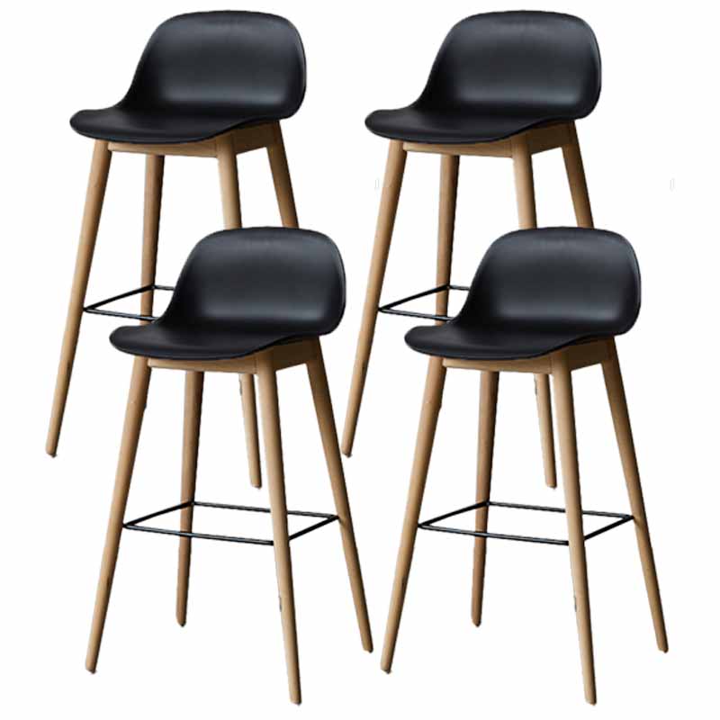 Taburetes de madera escandinavos para mostrador, taburetes de bar de plástico con respaldo bajo y reposapiés
