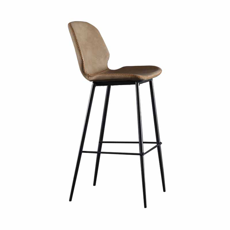 Taburetes industriales de cuero para mostrador, taburetes de bar con respaldo bajo de metal negro con reposapiés