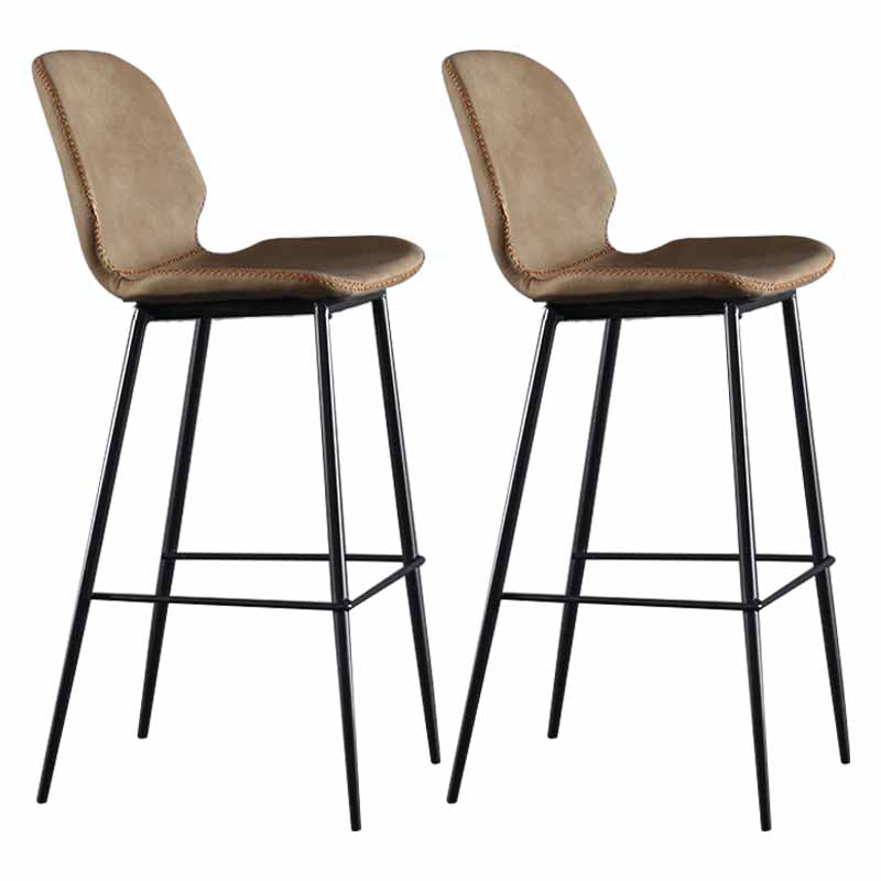 Taburetes industriales de cuero para mostrador, taburetes de bar con respaldo bajo de metal negro con reposapiés