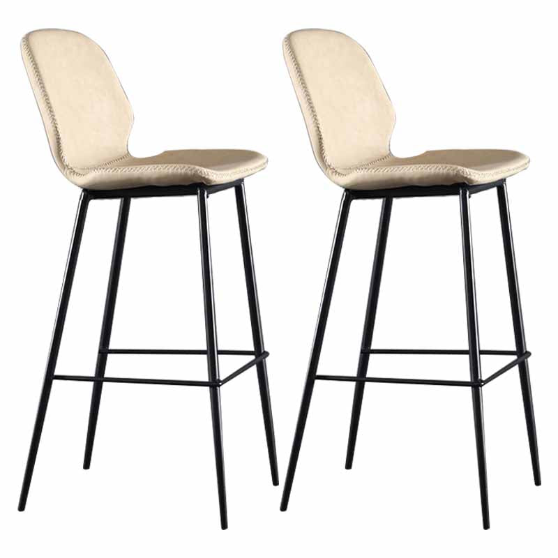 Taburetes industriales de cuero para mostrador, taburetes de bar con respaldo bajo de metal negro con reposapiés