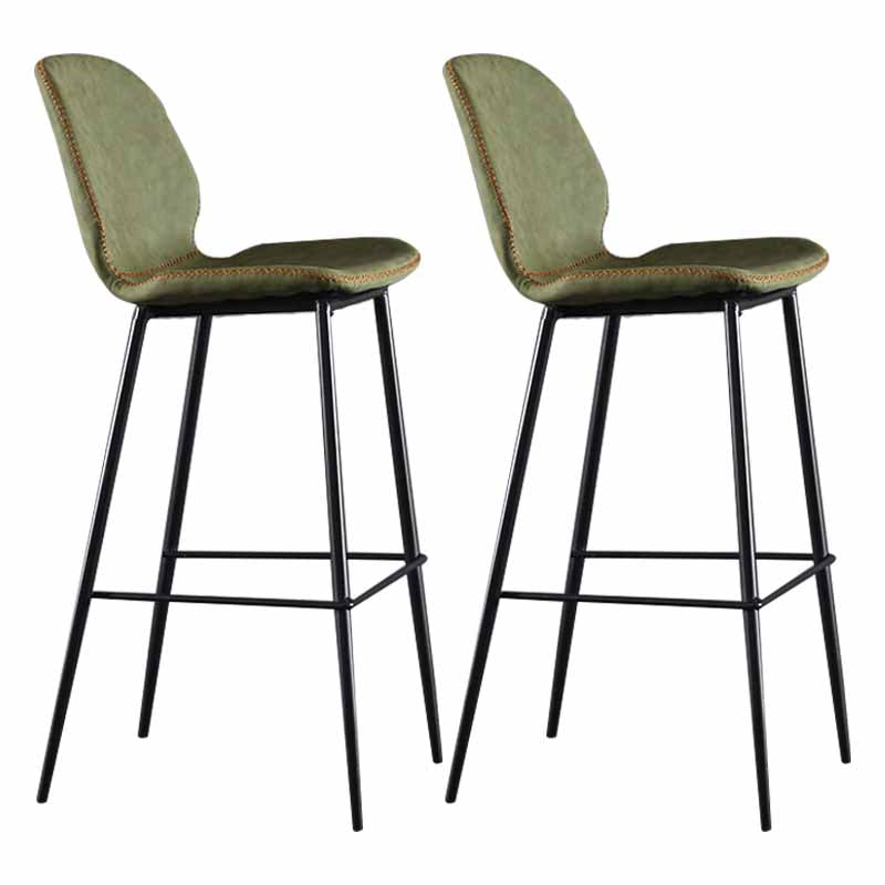 Taburetes industriales de cuero para mostrador, taburetes de bar con respaldo bajo de metal negro con reposapiés