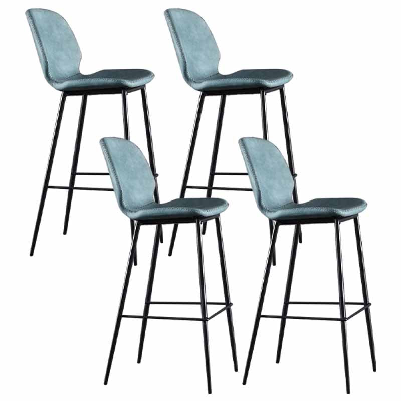 Taburetes industriales de cuero para mostrador, taburetes de bar con respaldo bajo de metal negro con reposapiés
