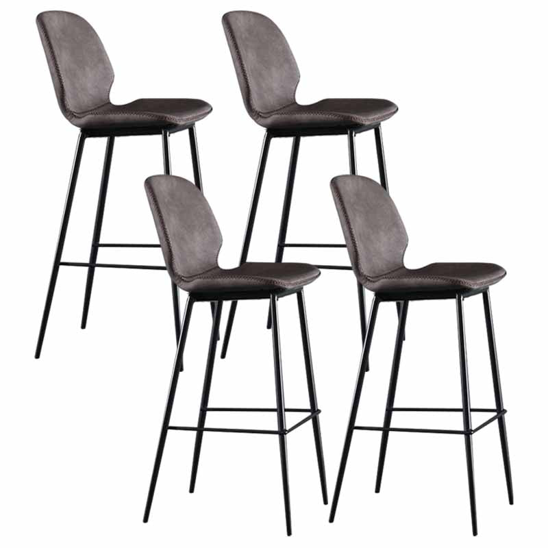 Taburetes industriales de cuero para mostrador, taburetes de bar con respaldo bajo de metal negro con reposapiés