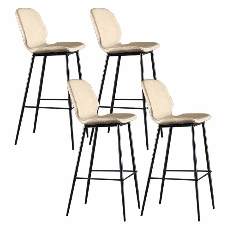 Taburetes industriales de cuero para mostrador, taburetes de bar con respaldo bajo de metal negro con reposapiés