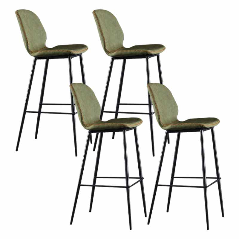 Taburetes industriales de cuero para mostrador, taburetes de bar con respaldo bajo de metal negro con reposapiés