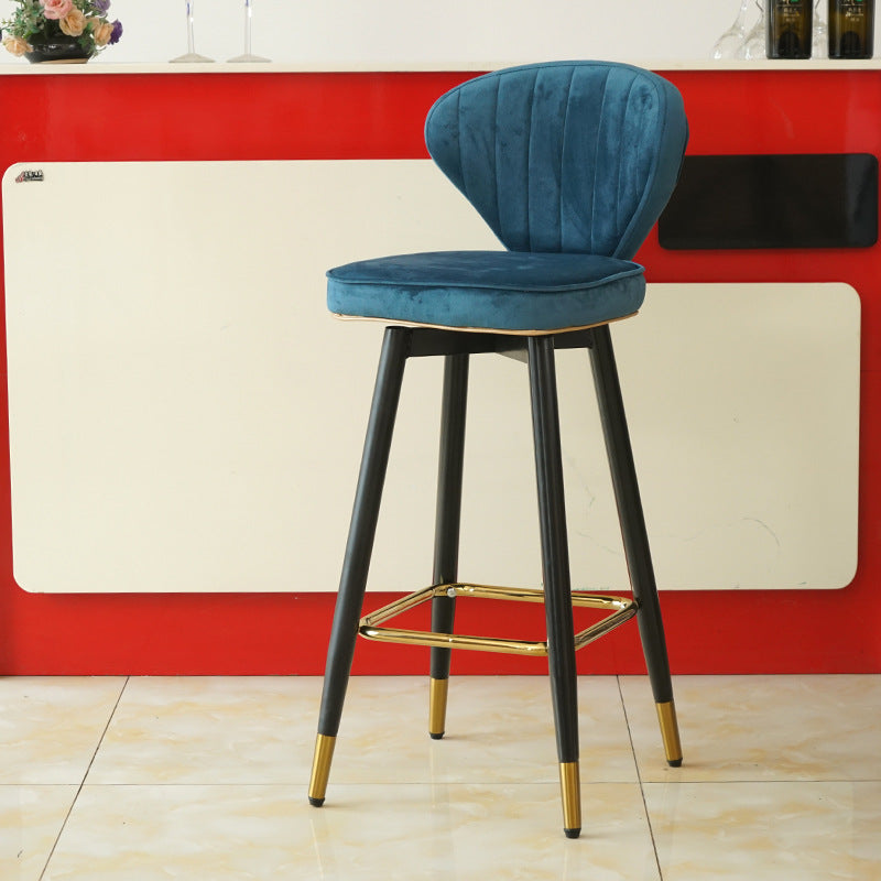 Metal Black Counter Stools Upholstered Low Back Scandinavian Bar Stools