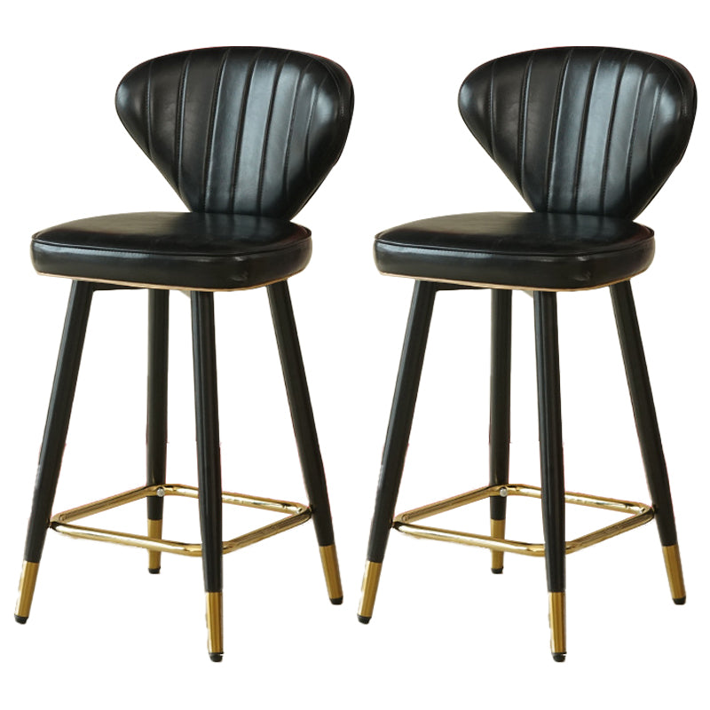 Metal Black Counter Stools Upholstered Low Back Scandinavian Bar Stools
