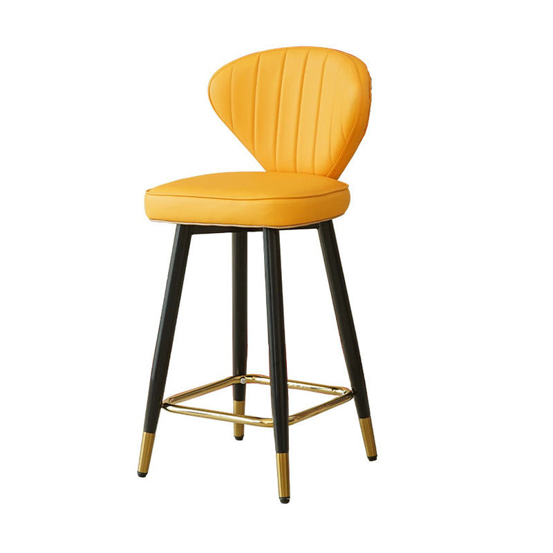 Metal Black Counter Stools Upholstered Low Back Scandinavian Bar Stools