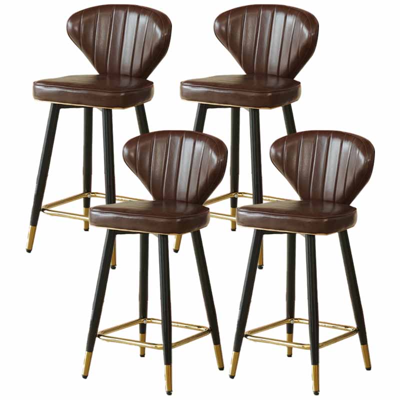 Metal Black Counter Stools Upholstered Low Back Scandinavian Bar Stools