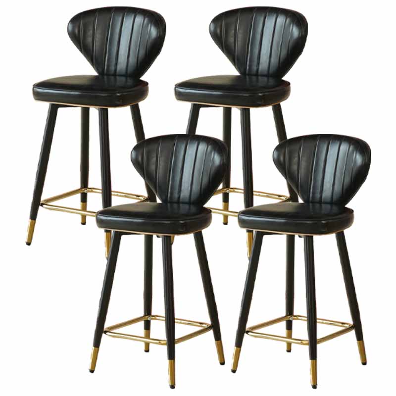 Metal Black Counter Stools Upholstered Low Back Scandinavian Bar Stools