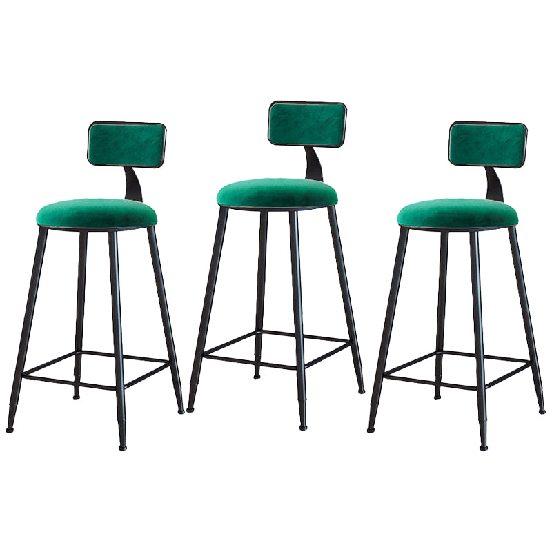 Taburetes de bar tapizados en negro, taburetes de bar escandinavos con respaldo bajo (juego de 3)