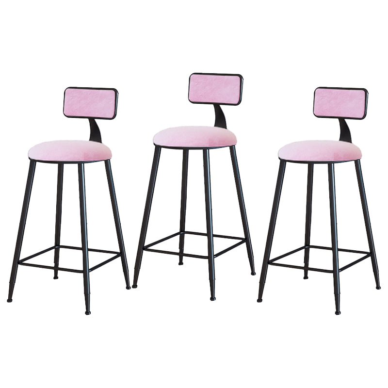 Taburetes de bar tapizados en negro, taburetes de bar escandinavos con respaldo bajo (juego de 3)