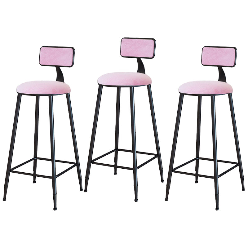 Taburetes de bar tapizados en negro, taburetes de bar escandinavos con respaldo bajo (juego de 3)