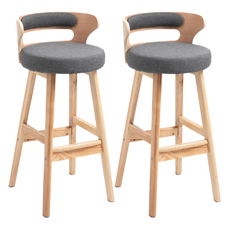 Scandinavian Wood Upholstered Counter Stools Low Back Bar Stools with Round Seat