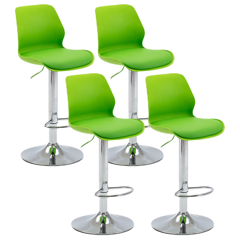 Höhenverstellbare silberne Thekenhocker, drehbare skandinavische Barhocker aus Metall (4er-Set)