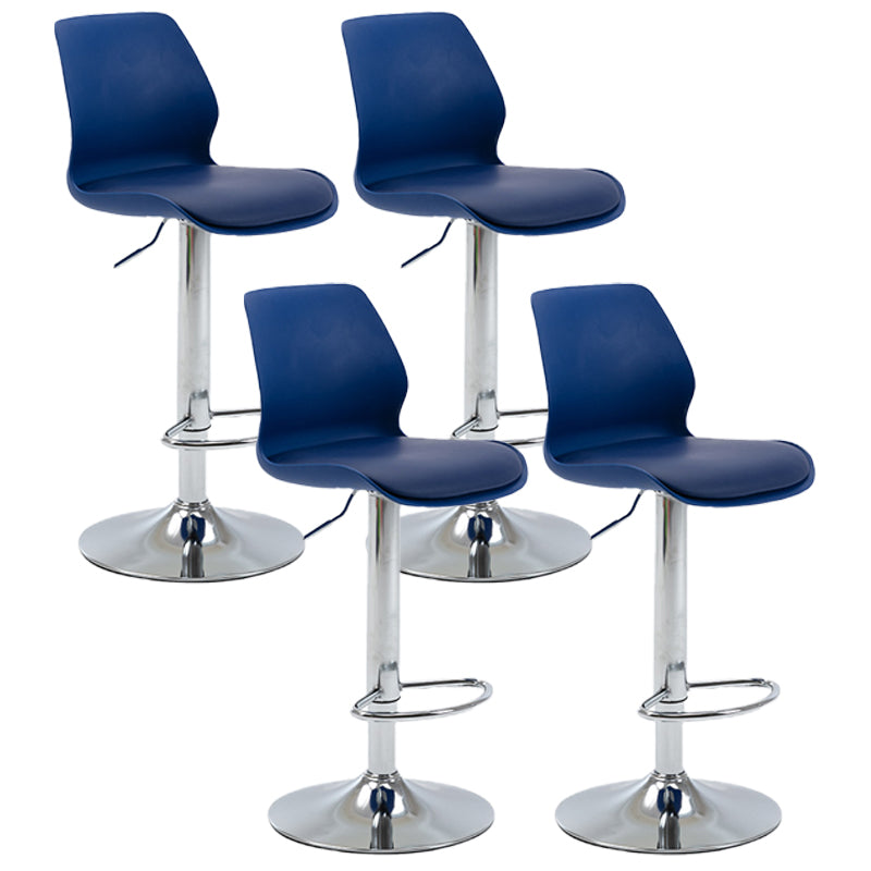 Höhenverstellbare silberne Thekenhocker, drehbare skandinavische Barhocker aus Metall (4er-Set)