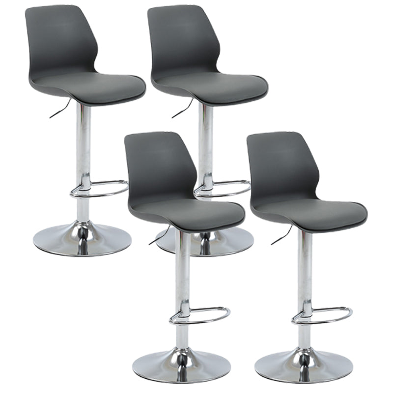 Höhenverstellbare silberne Thekenhocker, drehbare skandinavische Barhocker aus Metall (4er-Set)