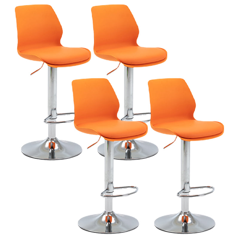 Höhenverstellbare silberne Thekenhocker, drehbare skandinavische Barhocker aus Metall (4er-Set)