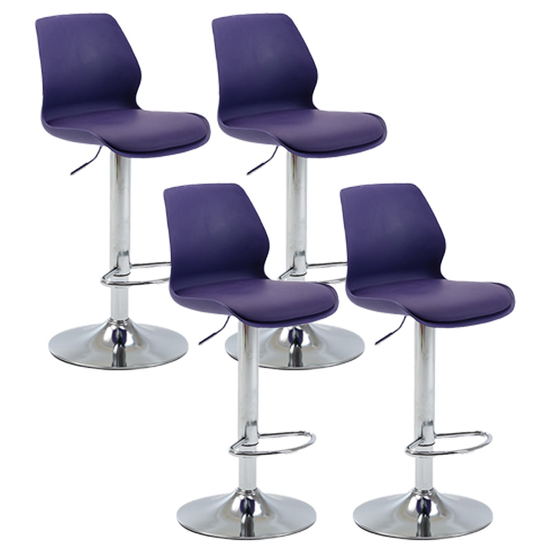 Höhenverstellbare silberne Thekenhocker, drehbare skandinavische Barhocker aus Metall (4er-Set)