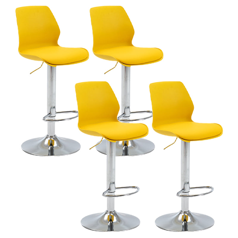 Höhenverstellbare silberne Thekenhocker, drehbare skandinavische Barhocker aus Metall (4er-Set)