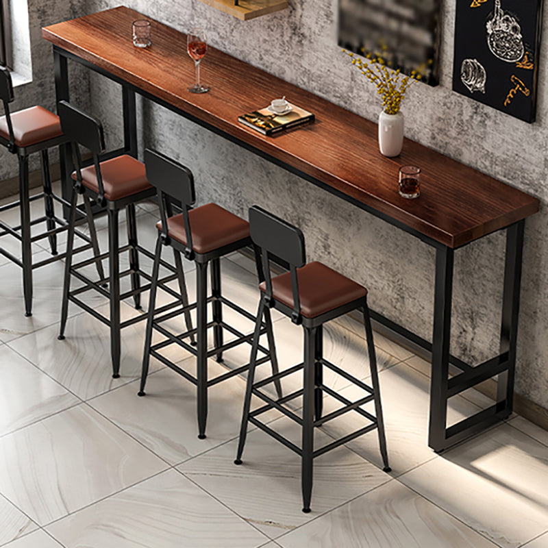 Rectangle Brown Indoor Event and Cocktail Table Trestle Wood Bar Height Pub Table