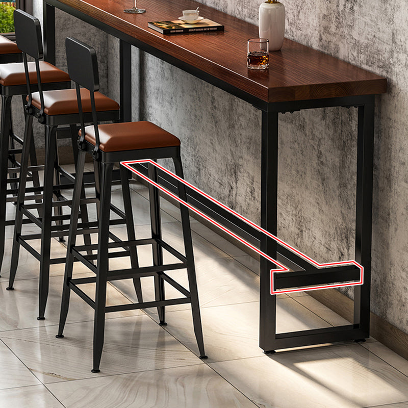 Rectangle Brown Indoor Event and Cocktail Table Trestle Wood Bar Height Pub Table