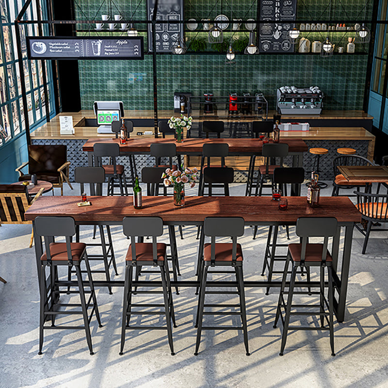 Rectangle Brown Indoor Event and Cocktail Table Trestle Wood Bar Height Pub Table