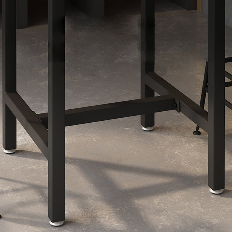 Industrial Wood Indoor Pub Bar Table Black Iron Bar Dining Table with 4-Prong Pedestal