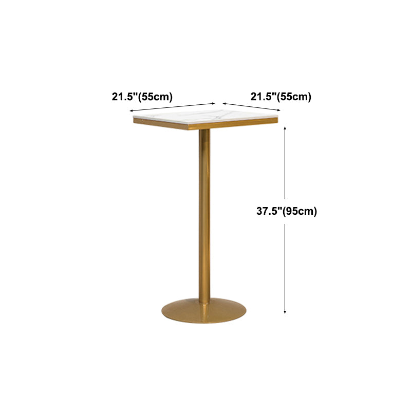 Glam Faux Marble Bistro Table Indoor Gold Steel Bar Dining Table with Single Pedestal