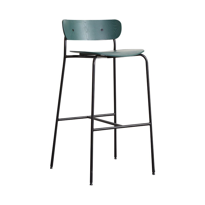 Industrieller, schlichter Barhocker aus Eisen, Restaurant-Hocker mit Holzsitz, 1 Stück