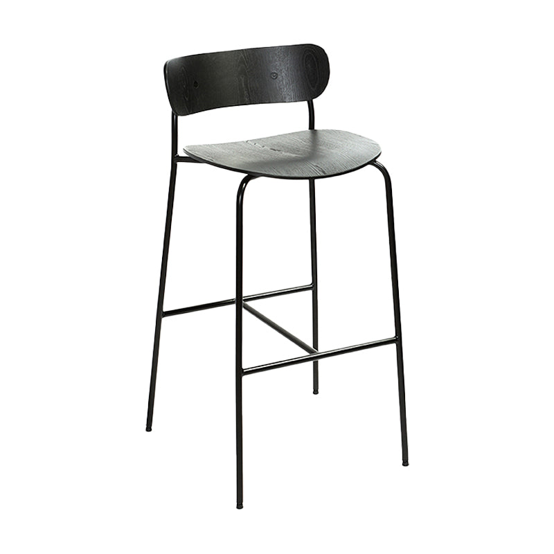 Industrieller, schlichter Barhocker aus Eisen, Restaurant-Hocker mit Holzsitz, 1 Stück