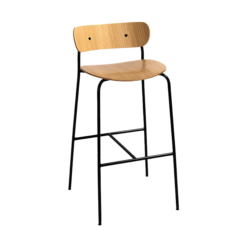 Industrieller, schlichter Barhocker aus Eisen, Restaurant-Hocker mit Holzsitz, 1 Stück