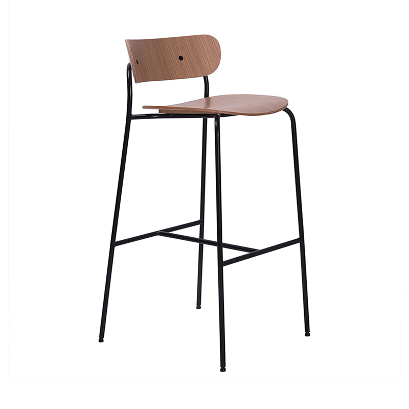 Industrieller, schlichter Barhocker aus Eisen, Restaurant-Hocker mit Holzsitz, 1 Stück
