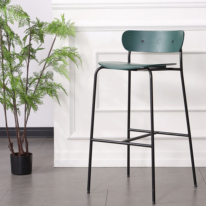Industrieller, schlichter Barhocker aus Eisen, Restaurant-Hocker mit Holzsitz, 1 Stück