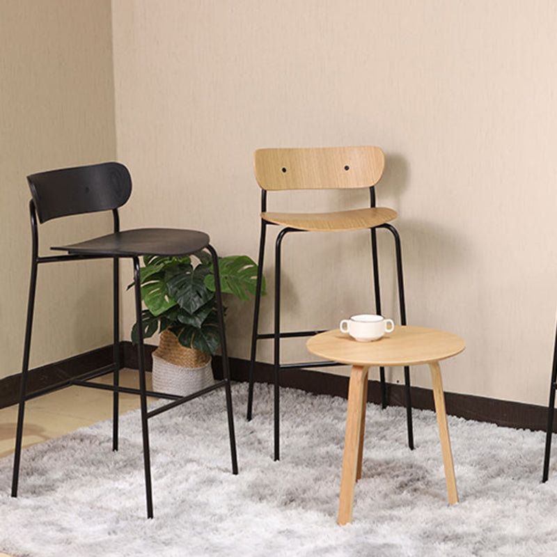 Industrieller, schlichter Barhocker aus Eisen, Restaurant-Hocker mit Holzsitz, 1 Stück