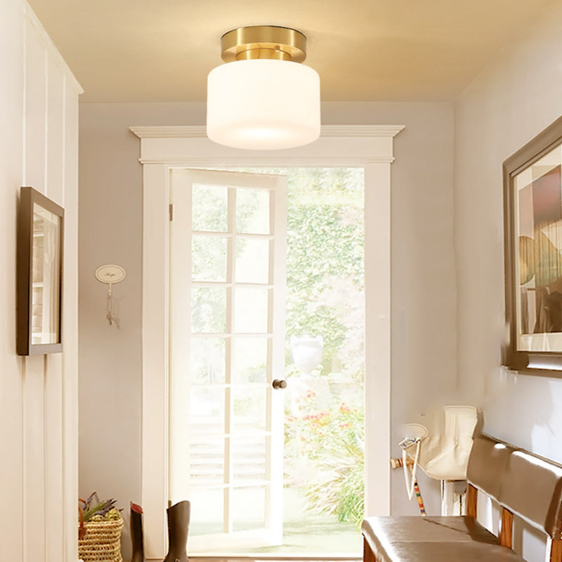 Glass Shaded Close to Ceiling Lighting Fixture Minimalist Ceiling Mount Lamp