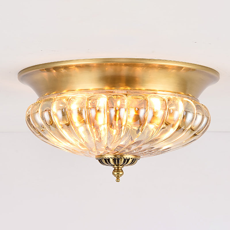 Glass Shade Ceiling Lamp Simplistic Aisle Brass Ceiling Mounted Light